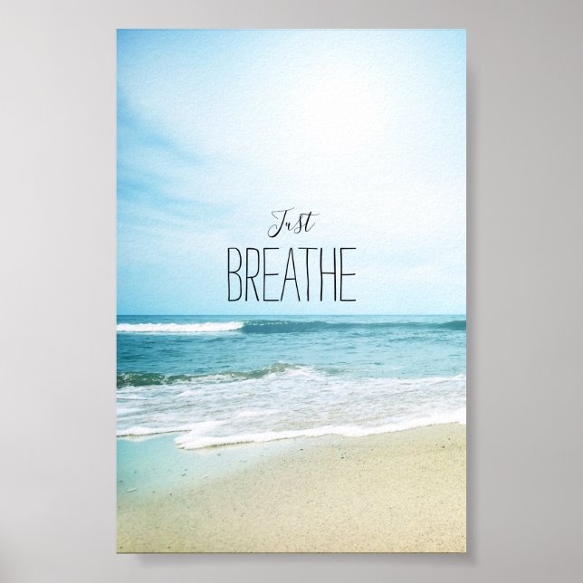 Poster Encouragement Just Breathe at the Beach (Devant)