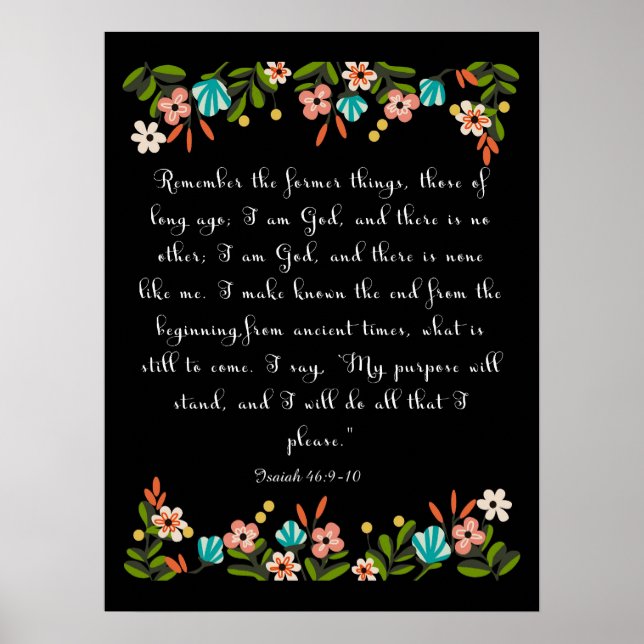 Poster Encourager les vers bibliques Art - Ésaïe 46:9-10 (Devant)
