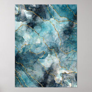Poster Encre alcoolique bleue