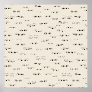 Poster Encre amusante pour les yeux dessin motif d'art