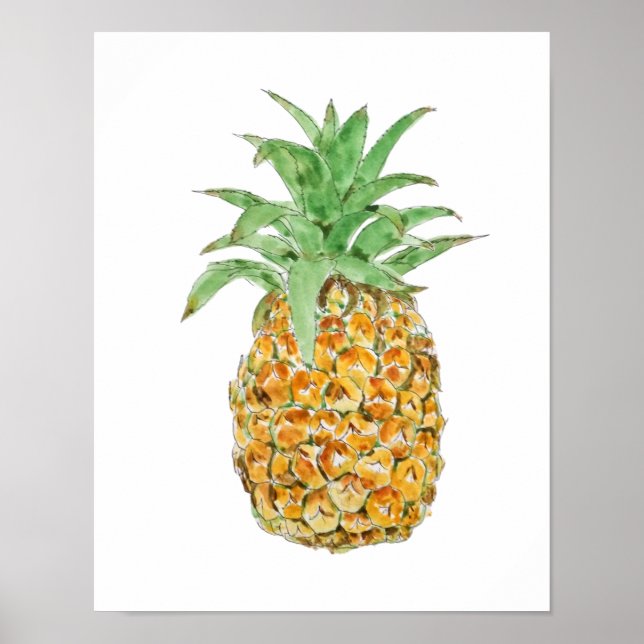 Poster encre d'ananas et aquarelle (Devant)