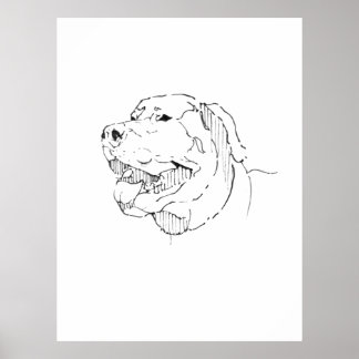 Poster Encre d'art mural Labrador Retriever minimaliste h