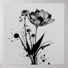 "Encre en floraison" - Peinture Fleur en fleur d'e