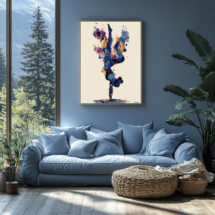 Poster Encre fluide abstraite Gymnaste – Art de mouvement