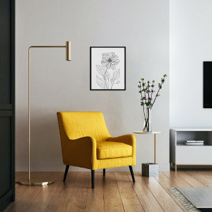 Poster encre minimaliste du mois de la fleur de naissance