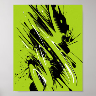 Poster Énergétique des traits verts et noirs