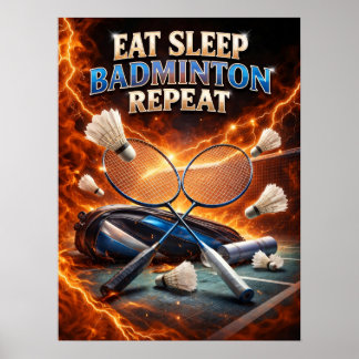 Poster Énergie Badminton Neon Smash