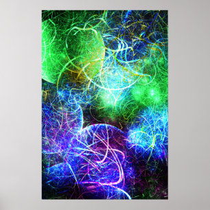 Poster Énergie néon électrique Art fractal