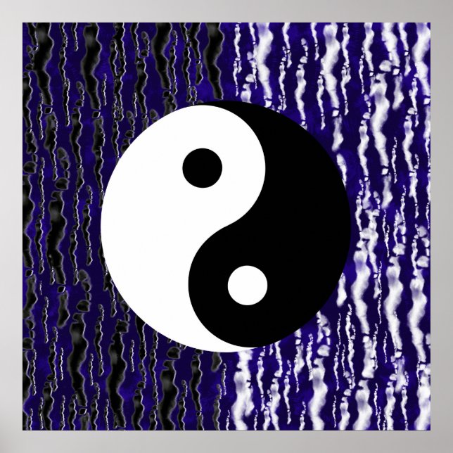 Poster Énergie Zen de Tranquillité Bleue Yin Yang (Devant)