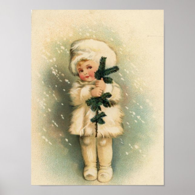 Poster Enfant avec une carte d'orage de neige (Devant)