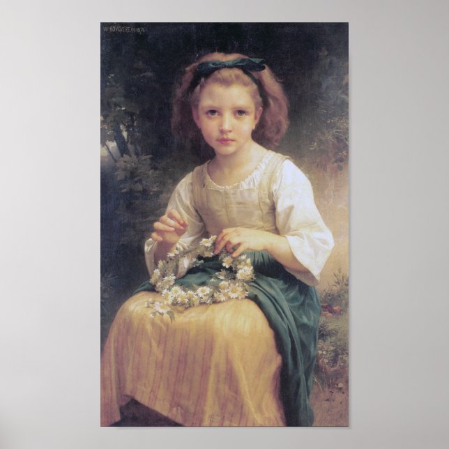 Poster Enfant Braiing a Crown, Bouguereau (Devant)