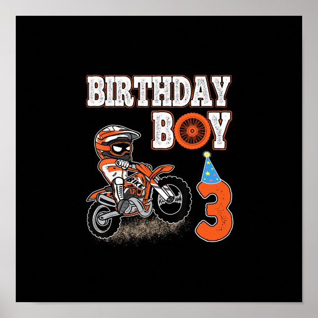 Poster Enfant de 3 ans - Enfant d'anniversaire - Vélo de  (Devant)