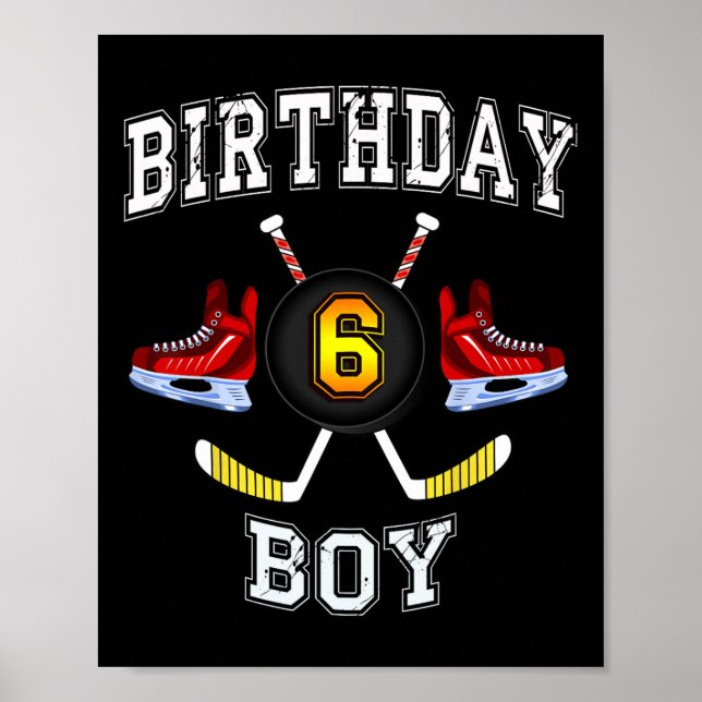 Poster Enfant de 6e anniversaire - Ice Hockey 6 ans (Devant)