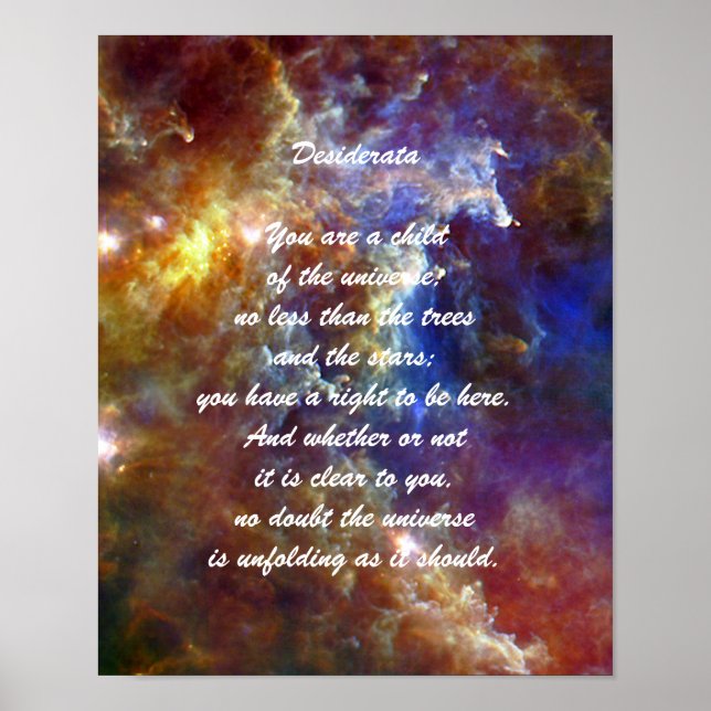 Poster Enfant de Desiderata de l'univers (Devant)