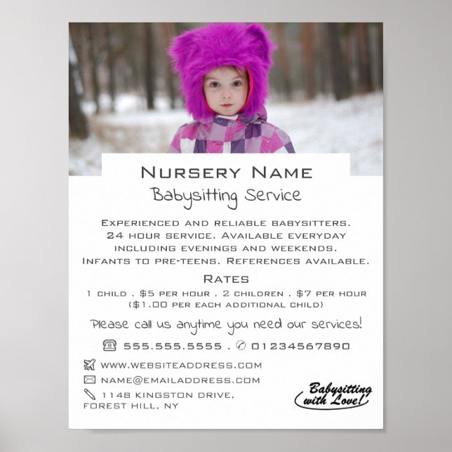 Poster Enfant d'hiver, Babysitter, Garderie, Nourriture (Devant)