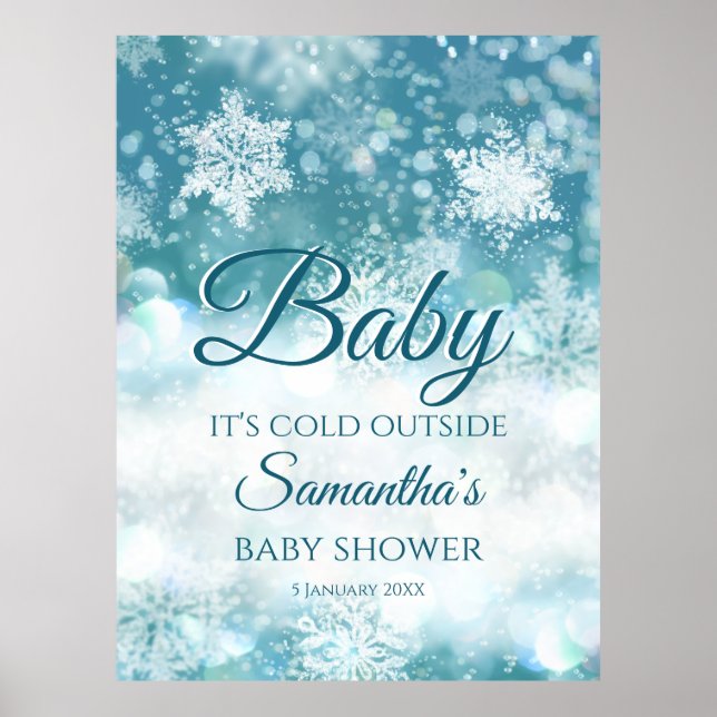 Poster Enfant d'hiver il fait froid dehors baby shower ac (Devant)