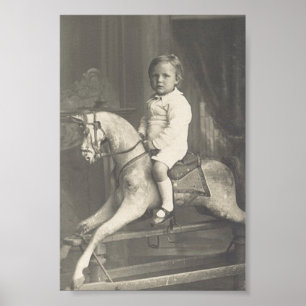 Poster Enfant et cheval de basculage