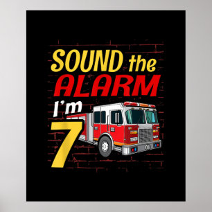 Poster Enfant Fire Truck 7e anniversaire fête cadeau pomp