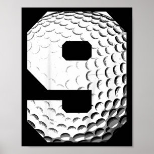 Poster Enfant garçon 9 ans anniversaire golfeur golf 9 an