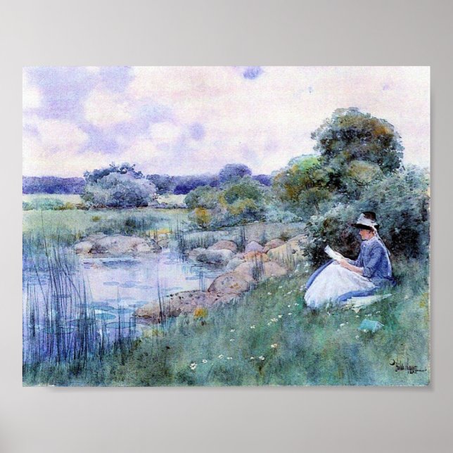 Poster Enfant Hassam-Femme lecture (Devant)