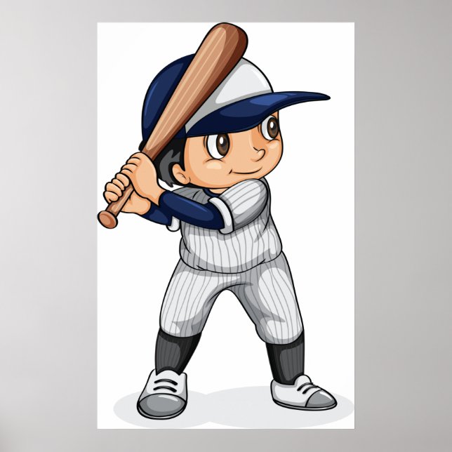 Poster Enfant Jouant Au Baseball (Devant)