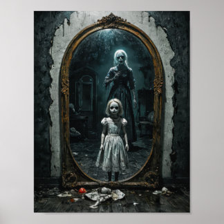 Poster Enfant maudit dans un miroir démoniaque