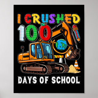 Poster Enfants 100 Jours De Véhicule De Construction Scol