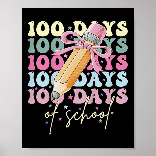 Poster Enfants 100 Jours D'École Filles Coquette Bow 100e (Devant)