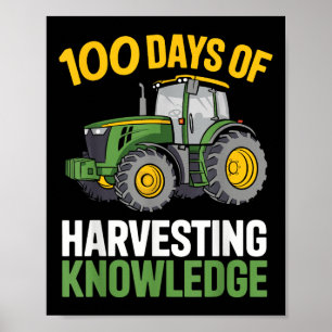 Poster Enfants 100 Jours D'École Tracteur Garçon Agricult