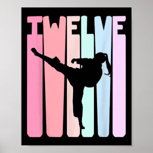 Poster Enfants 12e anniversaire Taekwondo Karaté Rétro Fi