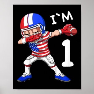 Poster Enfants 1 Anniversaire Football Américain Dabbing