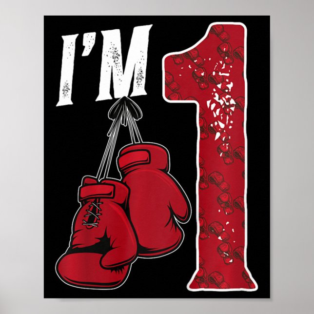 Poster Enfants 1er Anniversaire Boy Un An Boxer (Devant)