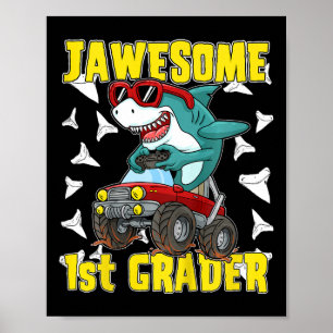 Poster Enfants 1ère année Monster Truck Dinosaur Megalodo
