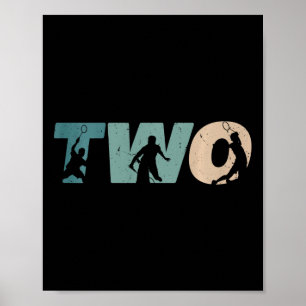 Poster Enfants 2e anniversaire Retro Dminton 2 ans Boy Gi