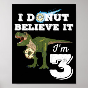 Poster Enfants 3e anniversaire dinosaure donut croyez 3 a