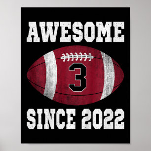 Poster Enfants 3e anniversaire Football Joueur 3 ans Vint