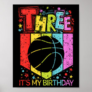 Poster Enfants 3e anniversaire Garçon fille 3 ans Sketll