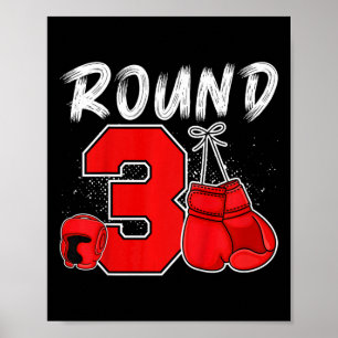 Poster Enfants 3e Boxe Anniversaire fête de trois ans Box