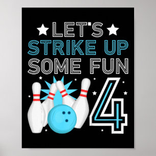 Poster Enfants 4e anniversaire de la fête Bowling Boy 4 a