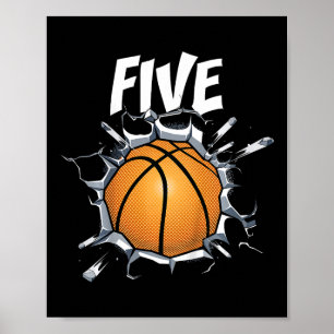 Poster Enfants 5 ans Basketball Anniversaire Thème 5t