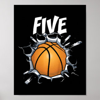 Poster Enfants 5 ans Basketball Anniversaire Thème 5t
