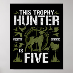Poster Enfants 5 ans Chasse Anniversaire Fête Canard Deer