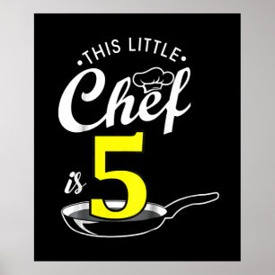 Poster Enfants 5e anniversaire cadeau Cuisiner 5 ans