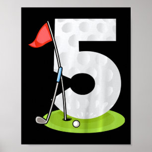 Poster Enfants 5ème Anniversaire Golf Drôle Golfeur 5 Ans