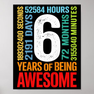 Poster Enfants 6e anniversaire 6 ans 72 mois garçons fill