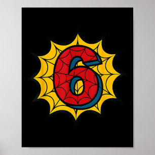 Poster Enfants 6ème Anniversaire Thème de Spider Party 6