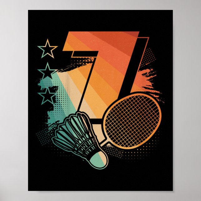 Poster Enfants 7e anniversaire garçon Badminton Joueur Ba (Devant)