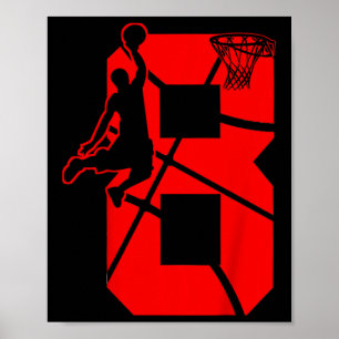 Poster Enfants 8 ans 8ème Basketball Anniversaire FêteThè