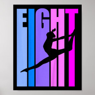 Poster Enfants 8e anniversaire Gymnastique Filles Gymnast
