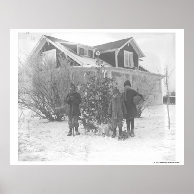 Poster Enfants à l'extérieur du sapin de Noël (Devant)